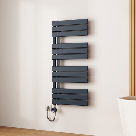 EMKE Sèche-Serviettes Électrique à Thermostat, Minuterie et Puissance Réglable, Anthracite 600W 1041x500 mm