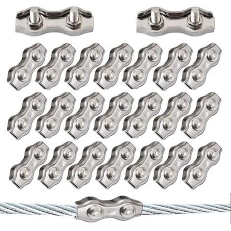 Pair - 20 Pièces Duplex Clips M3 Câble Métallique Clips Inoxydable 304 Pinces Duplex pour Gréement de Câble Métallique de 3 mm (1/5)