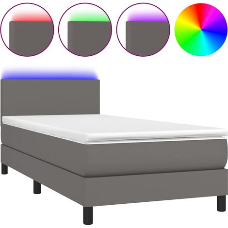 Maison Exclusive - Giroletto Molle con Materasso e LED Grigio 80x200cm Similpelle (1/5)