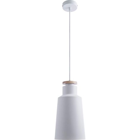 Suspension Lampe Suspendue Scandinave Salle à Manger Cuisine, Câble Textile 1,5 m Raccourcissable, Douille E27, Montage Simple, Design Bois Blanc