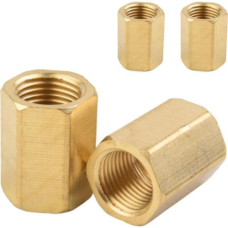 4 Pièces Manchon Hexagonal Femelle-Femelle 1/8" BSP, Laiton Massif Paroi Épaissie, Raccord Anti-Corrosion pour Conduite d'Eau, Air Comprimé (1/5)