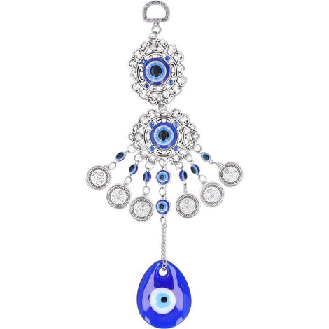 Glücksbringer-Wandamulett, handgefertigtes Ornament mit Schutzauge, farbenfrohen, glasierten Quasten, hochwertigem Glasperlen-Design, voller positiver Energie.