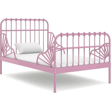 Cadre de lit extensible 80 x 130/200 cm avec lattes en métal rose, sans matelas - PANGIVO (1/5)