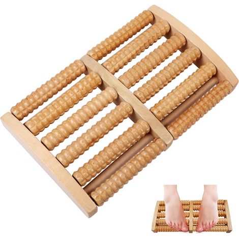 Rouleau De Massage Pour Pieds - Bois Naturel - 5 Rangées Ou 6 Rangées - Soulagement Fasciite Plantaire - Usage Domestique - 1 Pièce (1/5)