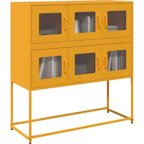 Sideboard Senfgelb 100,5x39x107 cm Kaltgewalzter Stahl (1/5)
