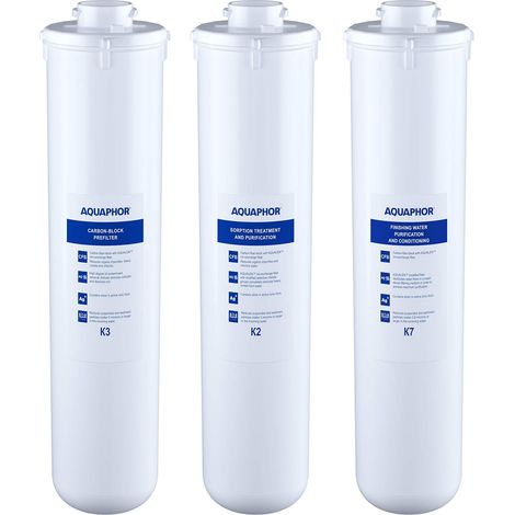 Aquaphor Set di cartucce di ricambio per filtro dell'acqua per sistema di filtrazione a cristallo K3-K2-K7 (1/4)
