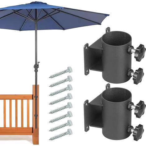 Terrasse Regenschirm Halter, Terrasse Regenschirm Stehen, Heavy Duty Terrasse Regenschirm Halter für Terrasse Geländer, heavy Duty Regenschirm Clamp für Outdoor (Se (1/5)