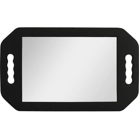 Grand miroir à main rectangulaire avec double poignée, acrylique, outil pro pour coupe de cheveux et beauté (noir)