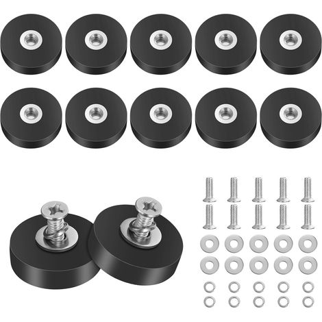 Aimants Ronds en Caoutchouc, 10Pcs Ø22mm Socle de montage magnétique, Aimants en Néodyme Extra Puissants avec M4 Filetant Extérieur Aimants Puissants pour Véhicules,Lampes,Outils de Fixation. (1/5)