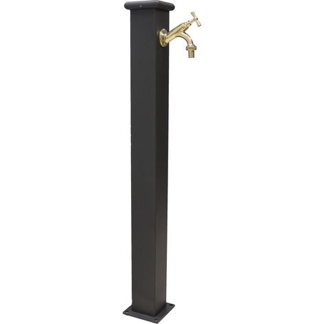 Fonderia Bongiovanni – Fontaine colonne Olimpia en acier et fonte – Robinet de jardin extérieur en laiton poli – Hauteur 90 cm – Colonne 8x8 cm