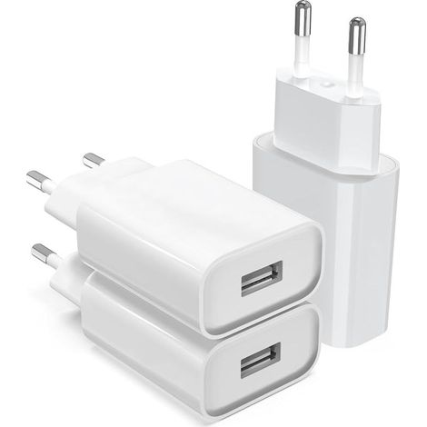 (3 Pack) 12W Prise USB, Embout Chargeur US B. Secteur 5V 2.4A, Adaptateur Secteur Compatible avec iPhone, IPad, IPod, Android, Xiaomi, Samsung, Sony, LG,tablettes,Telephone MP3 Bloc US B, prise Murale (1/5)