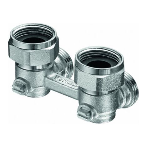 Robinet d'arrêt double, filetage mâle 3/4", nickel mat