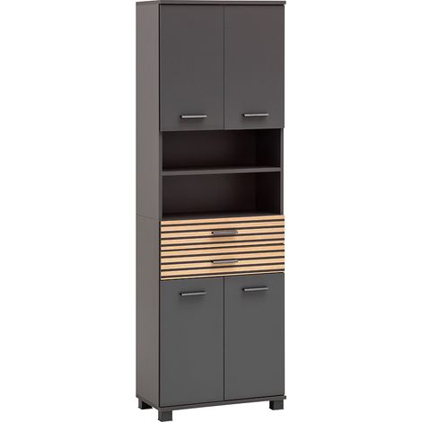 Badschrank 60 cm breit anthrazit, Akustikpaneel-Optik KANE-80 (1/5)
