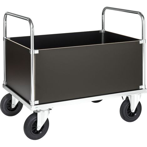 Kongamek Kastenwagen, verzinkt 1200x800x900mm mit Ladefläche und 4 Wänden mit Gummibereifung ohne Bremse