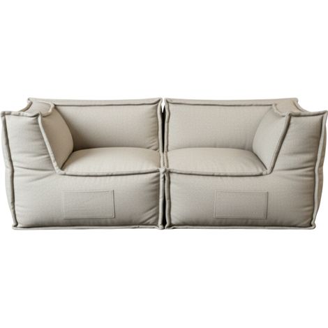 Canapé modulable 2 places en effet lin BANANAIR 90x180 cm beige (1/5)