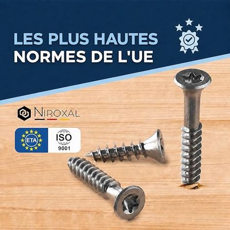 Stainless steel wood screws A2 V2A H2 Torx TX countersunk head 90° total thread 4x40mm (1/4)