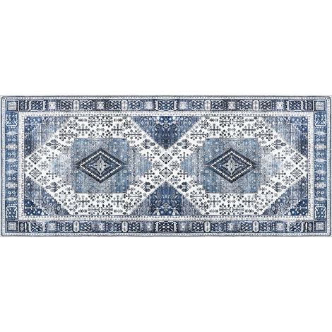 Alfombra ORIZ Azul Oscuro 80 x 200 cm 100% Poliéster vidaXL (1/4)