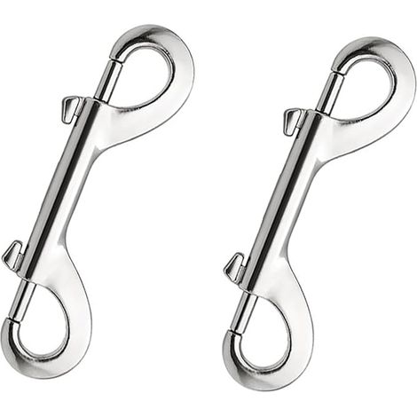 Moschettone a doppia estremità in acciaio inox, confezione da 2 - Ganci di sicurezza a doppio anello, adatti per il fai da te - 9 cm (1/5)