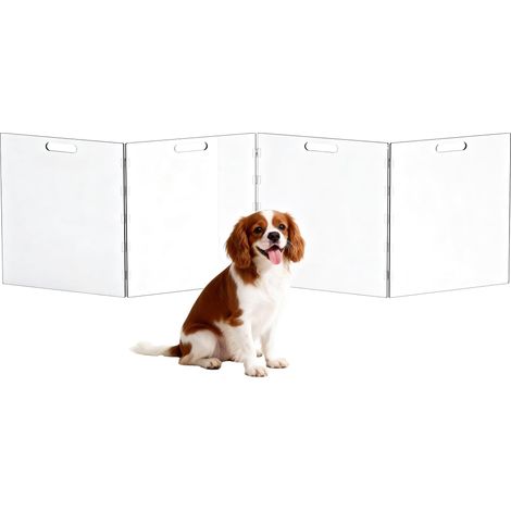 Barrière de Sécurité Transparente pour Chien Chiot Pliable Barrière de Protection Intérieure à 4 Panneaux pour Animaux Compagnie (1/4)
