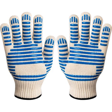 Grillhandschuhe, Doppel-Ofenhandschuhe, hitzebeständig bis 350 °C, rutschfeste Silikon-Grillhandschuhe zum Kochen, Schweißen, Grillen, Backen, Kamin, Küchenhandschuhe – S