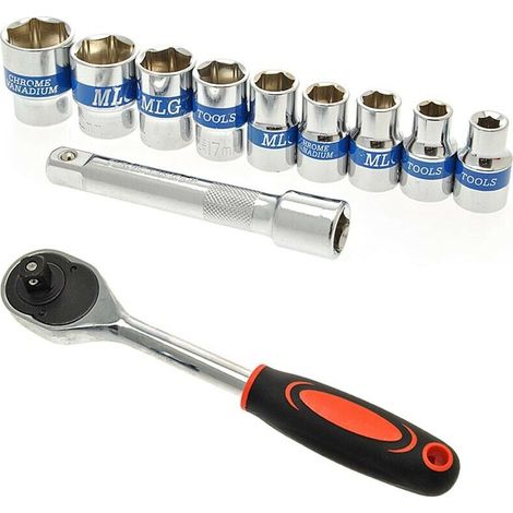 Chiave A Cricchetto Reversibile 1/2 Kit 9 Bussole Esagonali Bussola Da 8 24 Mm (1/2)