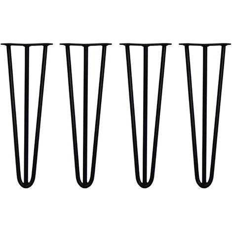 4 Gambe per Tavolo a Forcina SkiSki Legs 40,6cm Acciaio Nero 3 Rebbi 12mm (1/5)