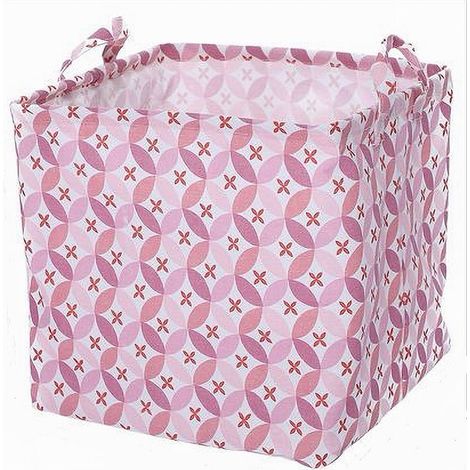 TRADE SHOP - Cesto Contenitore Portabiancheria Bucato Con Manici Tessuto Rosa 33x33x31cm 79205 - (1/2)