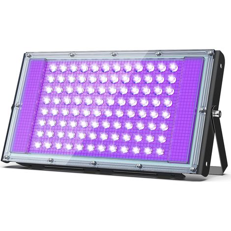 Projecteur lumière noire 100W, Luminaire UV Puissant, 395 nm, Etanche IP66, peut être utilisé pour les Soirées à la Lumière Noire, les Affiches Fluorescentes