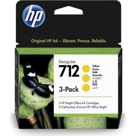 Confezione tripla di inchiostro giallo HP n. 712 (3ED79A)