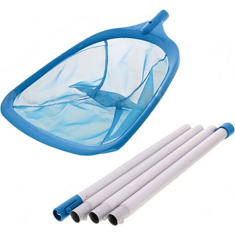 Épuisette de piscine avec manche télescopique de 160 cm, poignée détachable en 4 sections et filet profond pour le nettoyage des feuilles dans la piscine. (1/5)