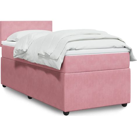 Boxspringbett mit Matratze Rosa 90x190 cm Samt