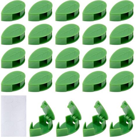 Kletterpflanzenclips, selbstklebende Wandclips, Pflanzenstützen, Innendekoration, Grün, 24 Stück
