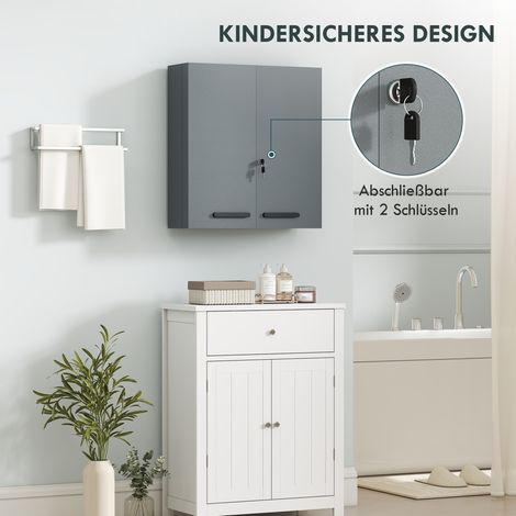 Armoire pharmacie sécurisée 2 battants 6 tablettes gris anthracite