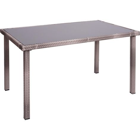 Table de jardin balcon 120x75cm en polyrotin gris-brun 040005085 (1/5)