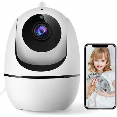 WLAN-Überwachungskamera, 1080p-Innenkamera, drahtlose Videoüberwachung, Bewegungserkennung, Zwei-Wege-Audio, Nachtsicht, 8-facher Zoom, kompatibel mit Alexa/Baby/Haustier – Schwenk-/360°-Neigefunktion (1/5)