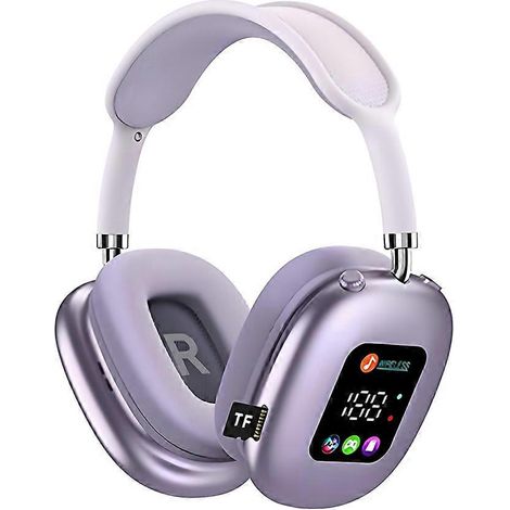 Sans Fil Bluetooth Headset avec RGB Numérique Affichage Écran Carte Reader Headset Écouteur Sports Gaming Casque Violet (1/5)