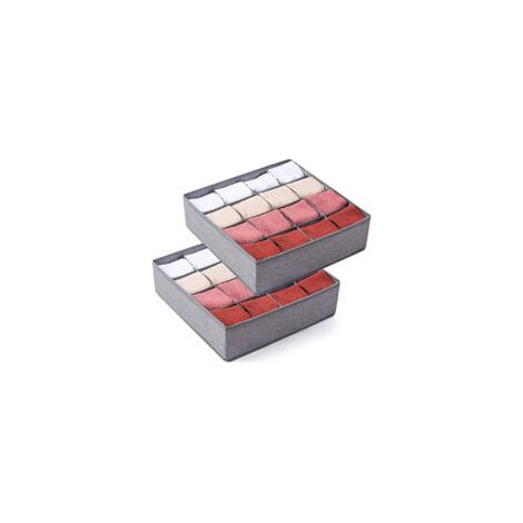 2 Boîtes de Rangement Grises pour Chaussettes et Sous-vêtements - Taille L - Organisation Commode (1/5)