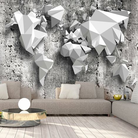 Papier peint carte du monde origami - 150 x 105 cm (1/4)
