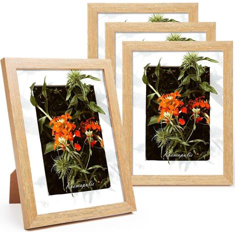 Kromapolis Bilderrahmen 15x20 cm 4er Set Eichenoptik Acrylglas Drehverschluss (1/5)
