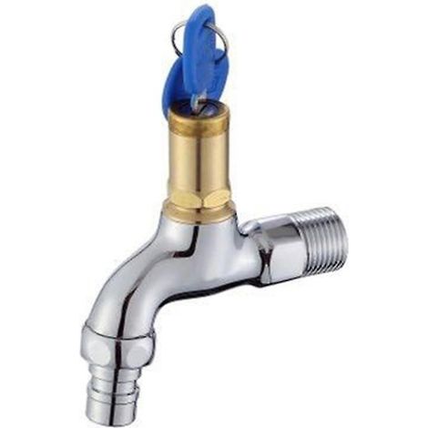 Robinet extérieur en laiton avec verrou antivol pour jardin, salle de bain ou location. (1/3)
