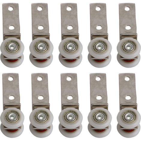 Coude de conduit en métal 6,5 x 1,9 cm – Bloc de poulie avec 2 roulettes en plastique – Support jusqu'à 40 kg pour porte coulissante