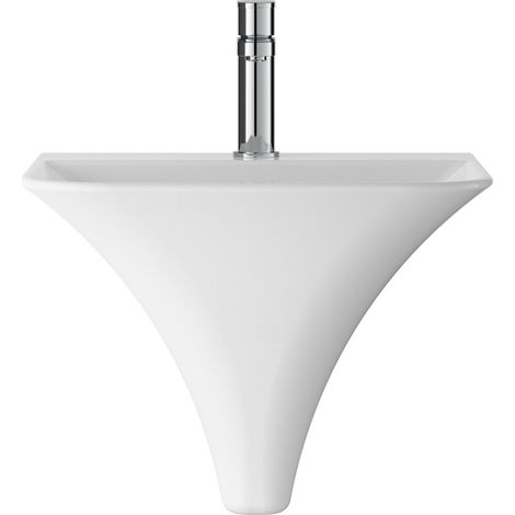 Trysull Contemporary Soft Square Wall Hung Ceramic Basin, 1 Tap Hole – 460mm