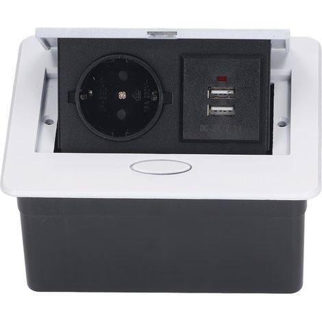 Prise de bureau encastrable 2500 W, UE 2 broches, 2 ports USB, étanche, dissimulée, 250 V CA, 16 A (1/5)