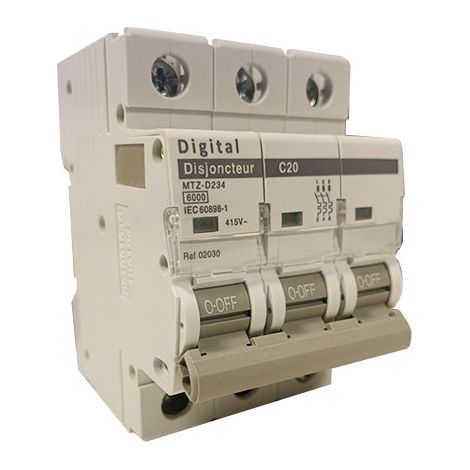Digital 02030 Circuit breaker 3P 20A 415V curve C 6kA