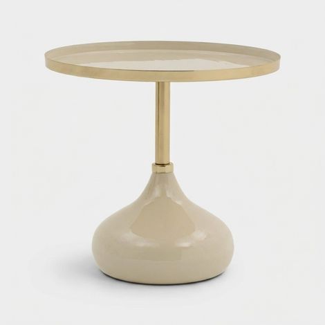 Tavolino da caffè rotondo in metallo beige design moderno Vaskh