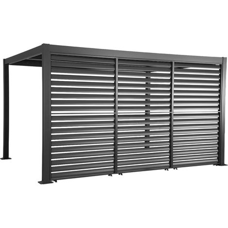 Louvered pergola 4x3m and 3 130cm louver panels anthracite - Palace