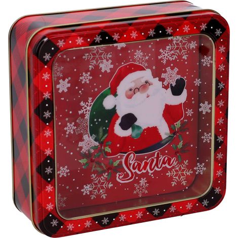 Scatola metallo babbo natale cm15x15h5,5 rosso Peraga Christmas