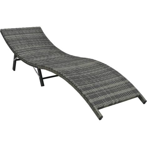 Maison Exclusive - Chaise longue pliable avec coussin Résine tressée Gris (1/5)