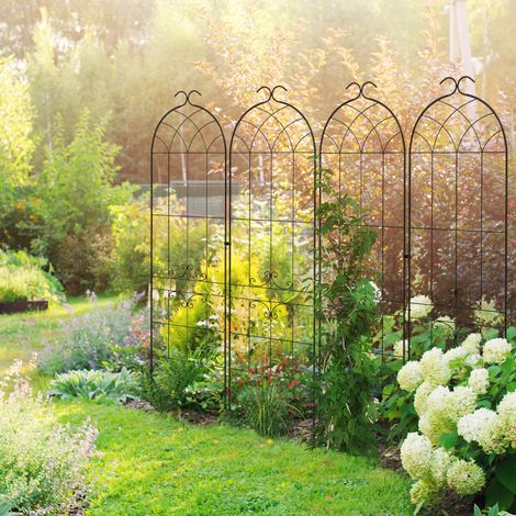 Lot de 2 treillis de jardin, support pour plantes grimpantes en métal, 50L x 181H cm, noir