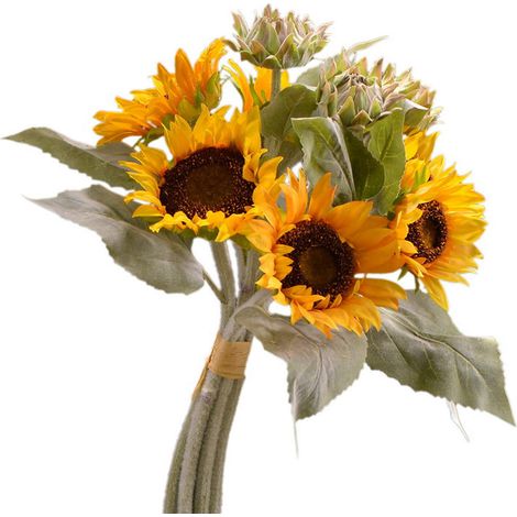 Bouquet de 9 tournesols artificiels avec tiges, idéal pour la décoration de mariage, jardin, hôtel, maison ou intérieur.-AquaForge (1/5)